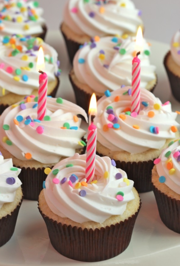 Polka-Dot Birthday Cupcakes